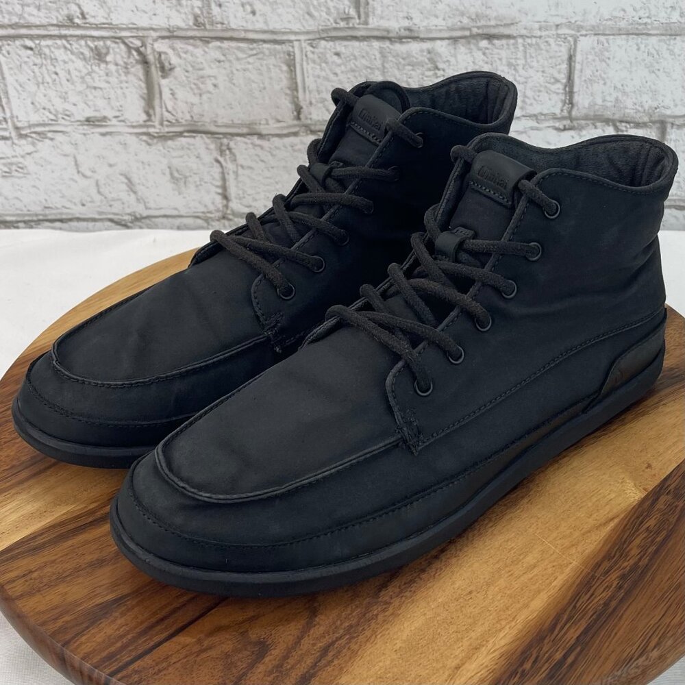 OluKai Nalukai Kapa Mens 11.5 Triple Black Canvas Ankle Boots 10377-4040